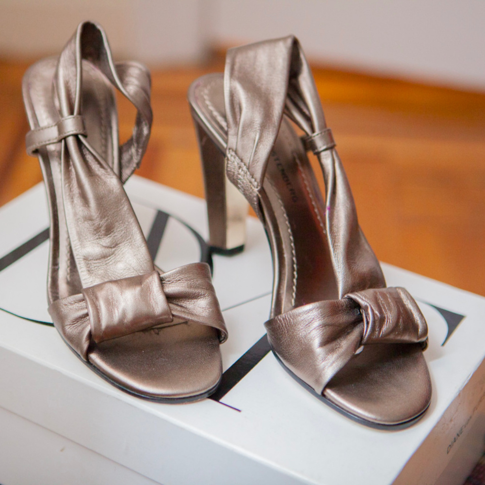 Pewter Metallic Heels - Diane Von Furstenberg